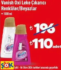 VANİSH OXİ LEKE ÇIKARICI RENKLİLER/BEYAZLAR 1000 ML VANİSH OXİ LEKE ÇIKARICI RENKLİLER/BEYAZLAR 1000 ML
